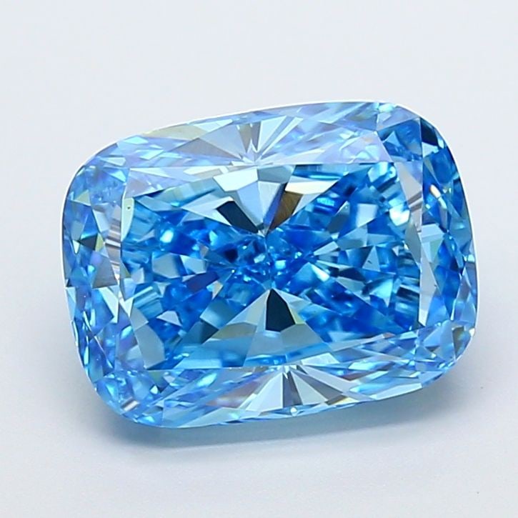 Loose Diamond - CUSHION MODIFIED 5.05ct Fancy Vivid Blue VS1: Loose Diamond - CUSHION MODIFIED 5.05ct Fancy Vivid Blue VS1 Source: This is a real non-mined Diamond that has been grown in a lab Shape: CUSHION MODIFIED Carats: 5.05 Color: Fancy Vivid Blue