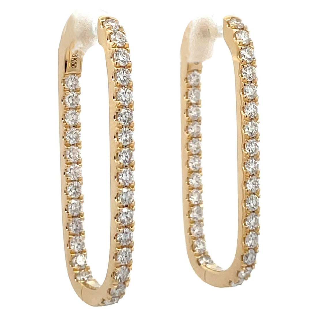 Harbor Diamonds 18K Yellow Gold Diamond Paperclip Hoop Earrings 1.52 Carats (1 of 10)