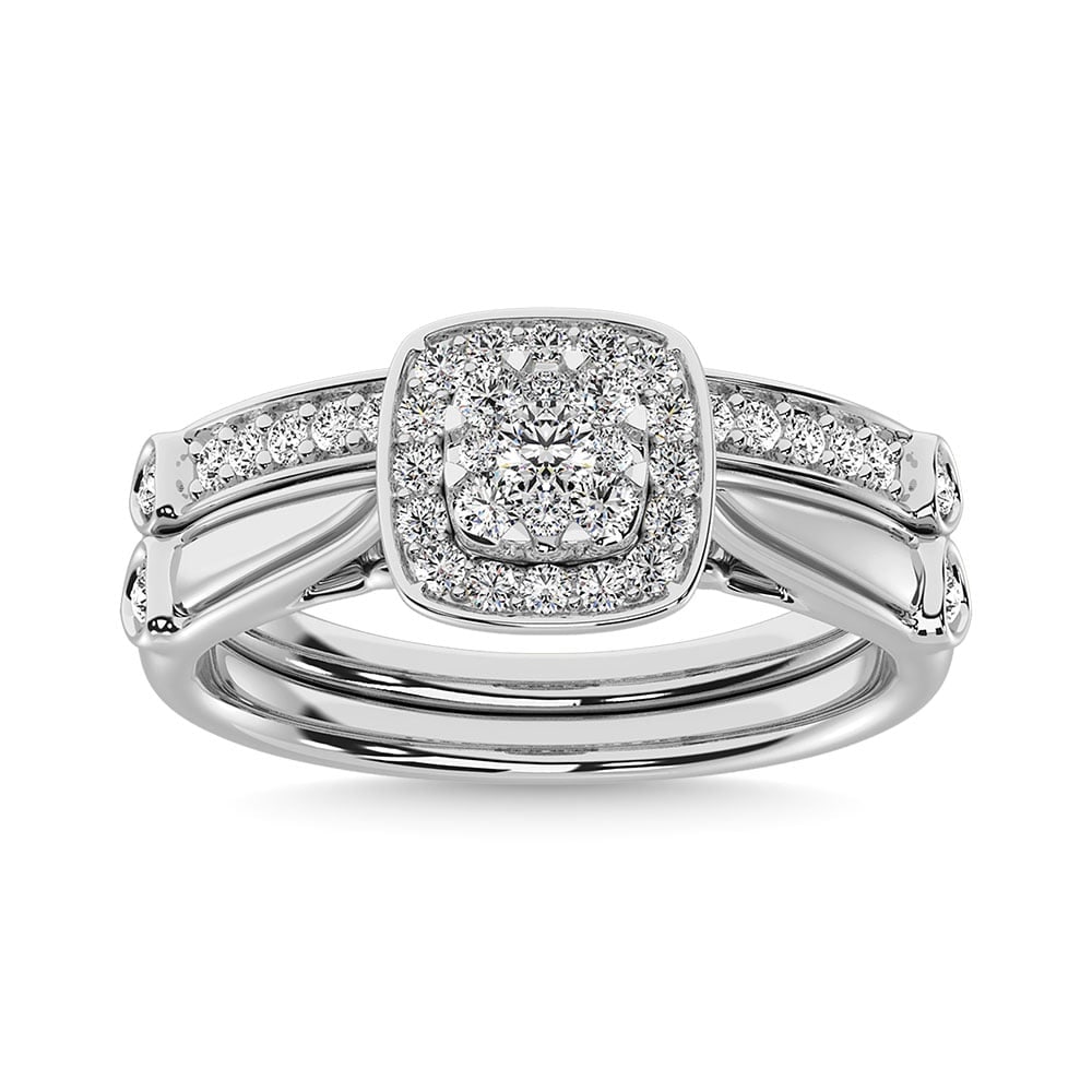 Diamond 1/2 Ct.Tw. Bridal Ring in 14K White Gold: Diamond 1/2 Ct.Tw. Bridal Ring in 14K White Gold 14k White Gold Stone Color: G-h Stone Clarity: I1 Each ring is presented in standard size 6.5. Complimentary resizing is available between sizes 510