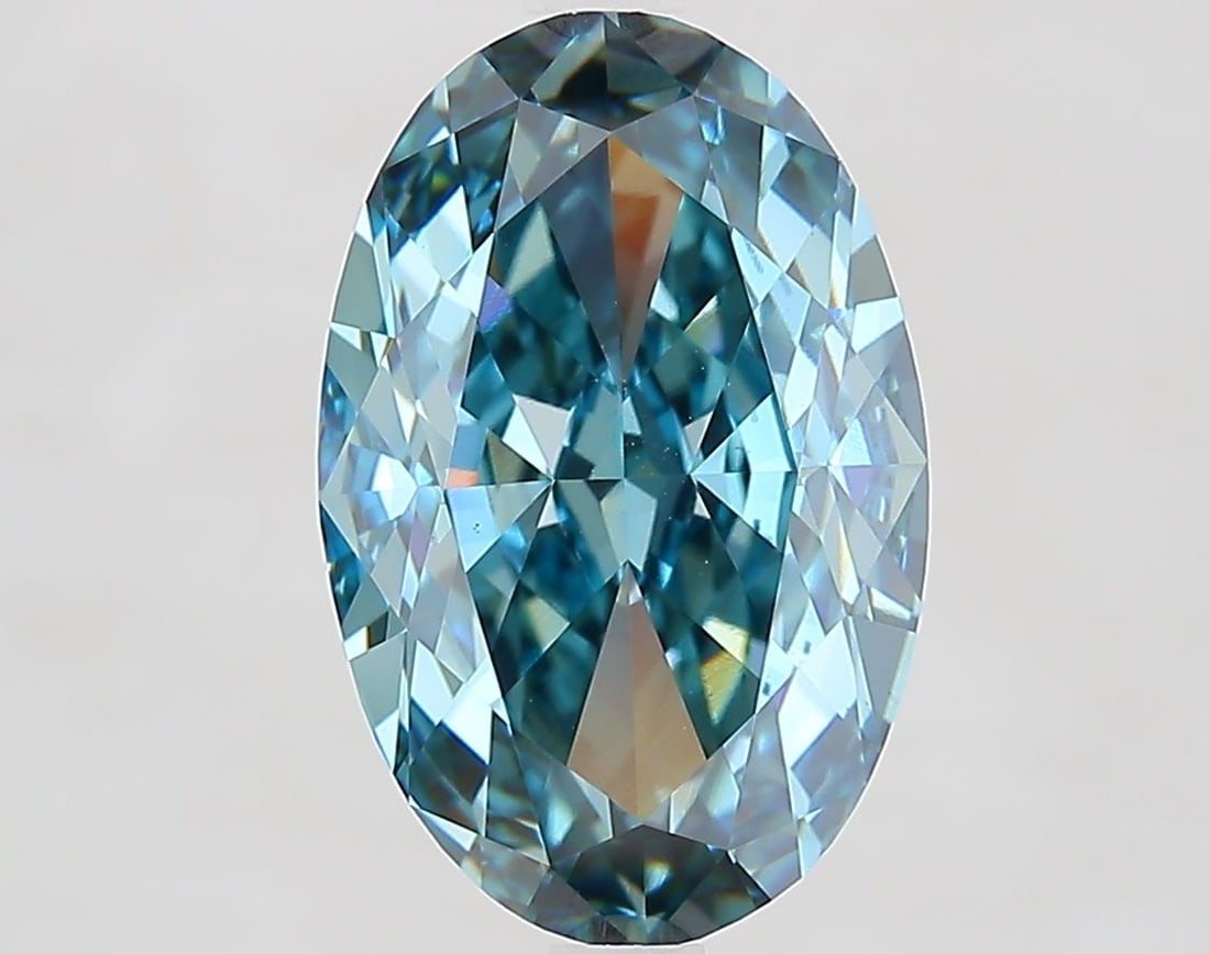 Loose Diamond - OVAL 5.1ct Fancy Vivid Green Blue VS1 (1 of 1)