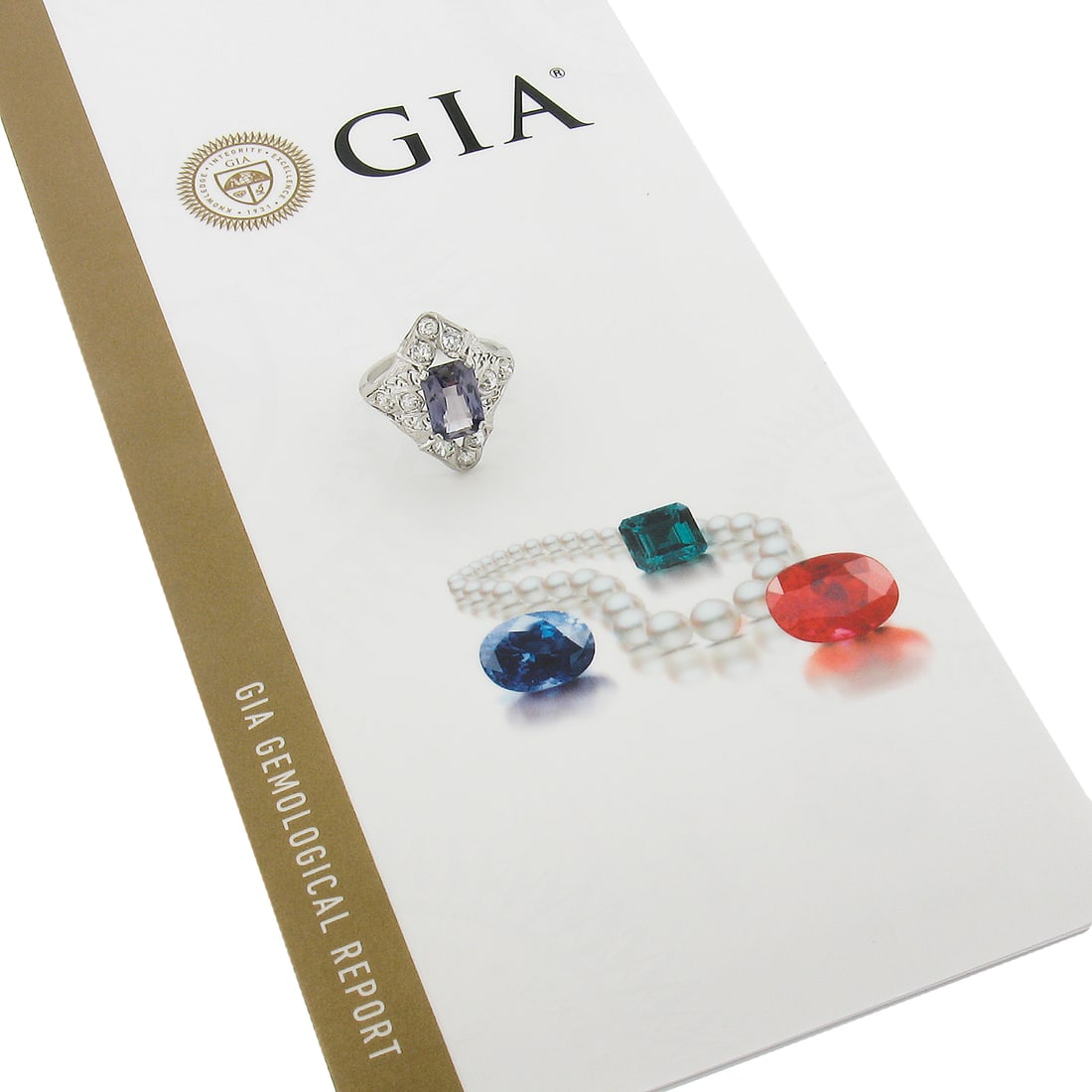 Edwardian Platinum 4.14ct GIA Sapphire Diamond Filigree Ring (1 of 10)