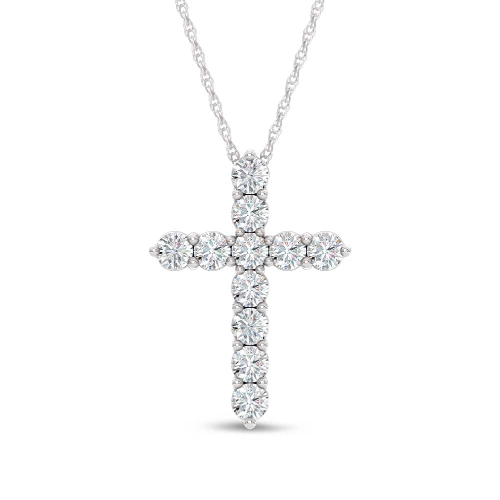 10K White Gold Lab Grown Diamond 7/8 Ct.Tw. Cross Pendant: 10K White Gold Lab Grown Diamond 7/8 Ct.Tw. Cross Pendant Elegant 10K white gold cross pendant featuring lab-grown diamonds totaling 7/8 carat total weight. 10k White Gold Stone Color: D-f Stone