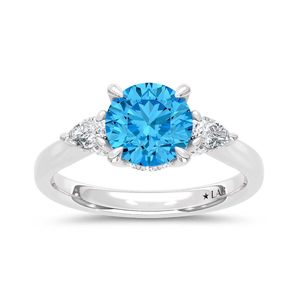 14K Two Tone Gold Lab Grown Blue Diamond 1 7/8 Ct.Tw. Engagement Ring (Center 1 1/2ct) (1 of 4)