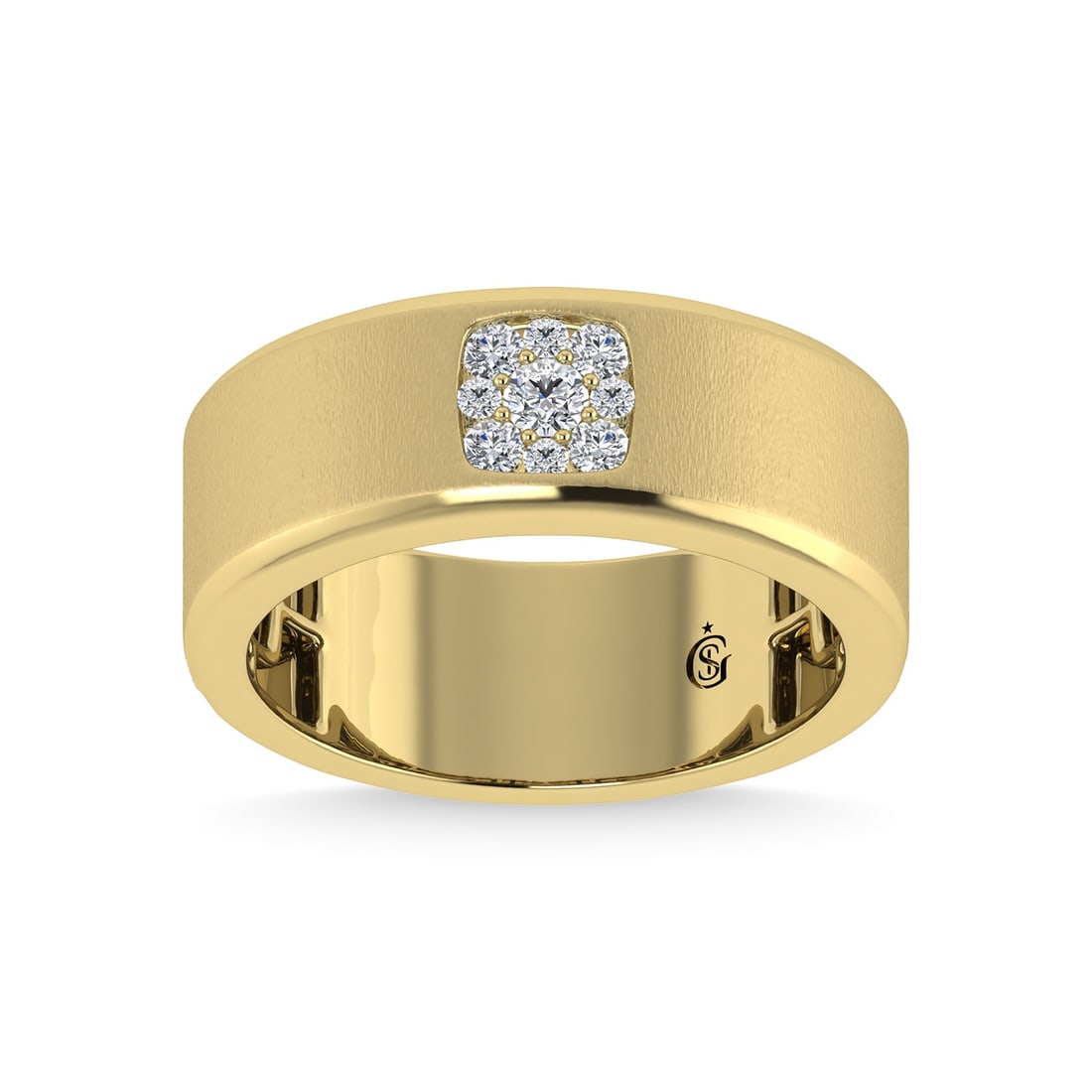 14K Yellow Gold Diamond 1/4 Ct.Tw. Mens Band: 14K Yellow Gold Diamond 1/4 Ct.Tw. Mens Band 14k Yellow Gold Stone Color: G-h Stone Clarity: I1-i2 Each ring is presented in standard size 6.5. Complimentary resizing is available between sizes 510