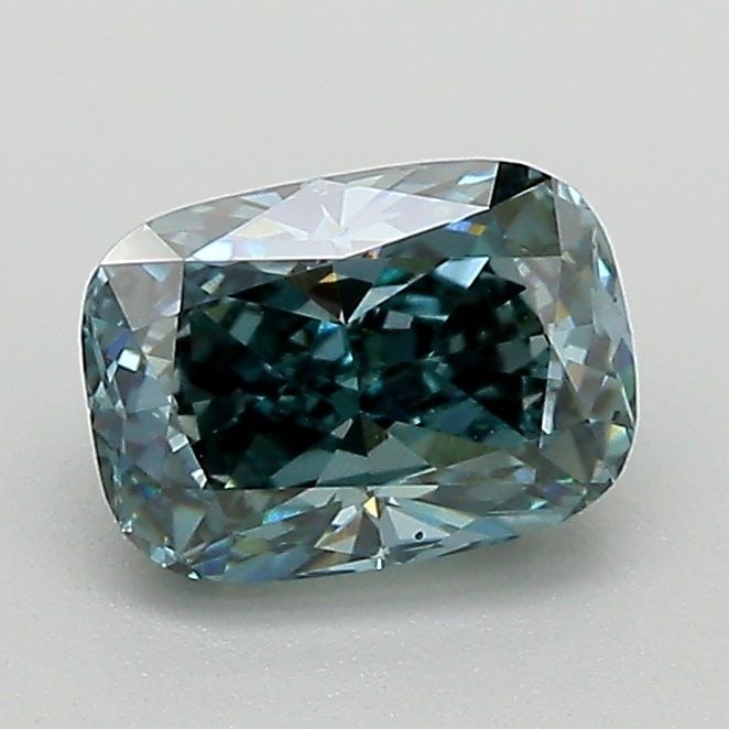 Loose Diamond - CUSHION MODIFIED 1.01ct Fancy Vivid Blueish Green VS1: Loose Diamond - CUSHION MODIFIED 1.01ct Fancy Vivid Blueish Green VS1 Source: This is a real non-mined Diamond that has been grown in a lab Shape: CUSHION MODIFIED Carats: 1.01 Color: Fancy Vivid Blue