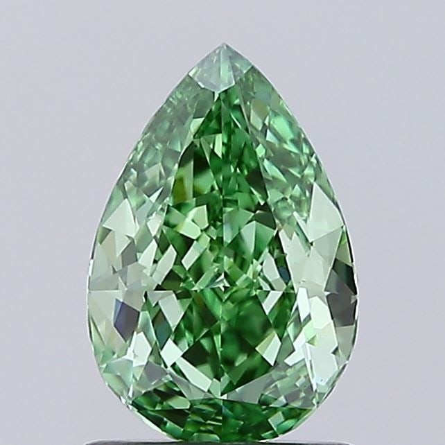 Loose Diamond - PEAR 1.01ct Fancy Vivid Green VVS2: Loose Diamond - PEAR 1.01ct Fancy Vivid Green VVS2 Source: This is a real non-mined Diamond that has been grown in a lab Shape: PEAR Carats: 1.01 Color: Fancy Vivid Green Certification: IGI Video: