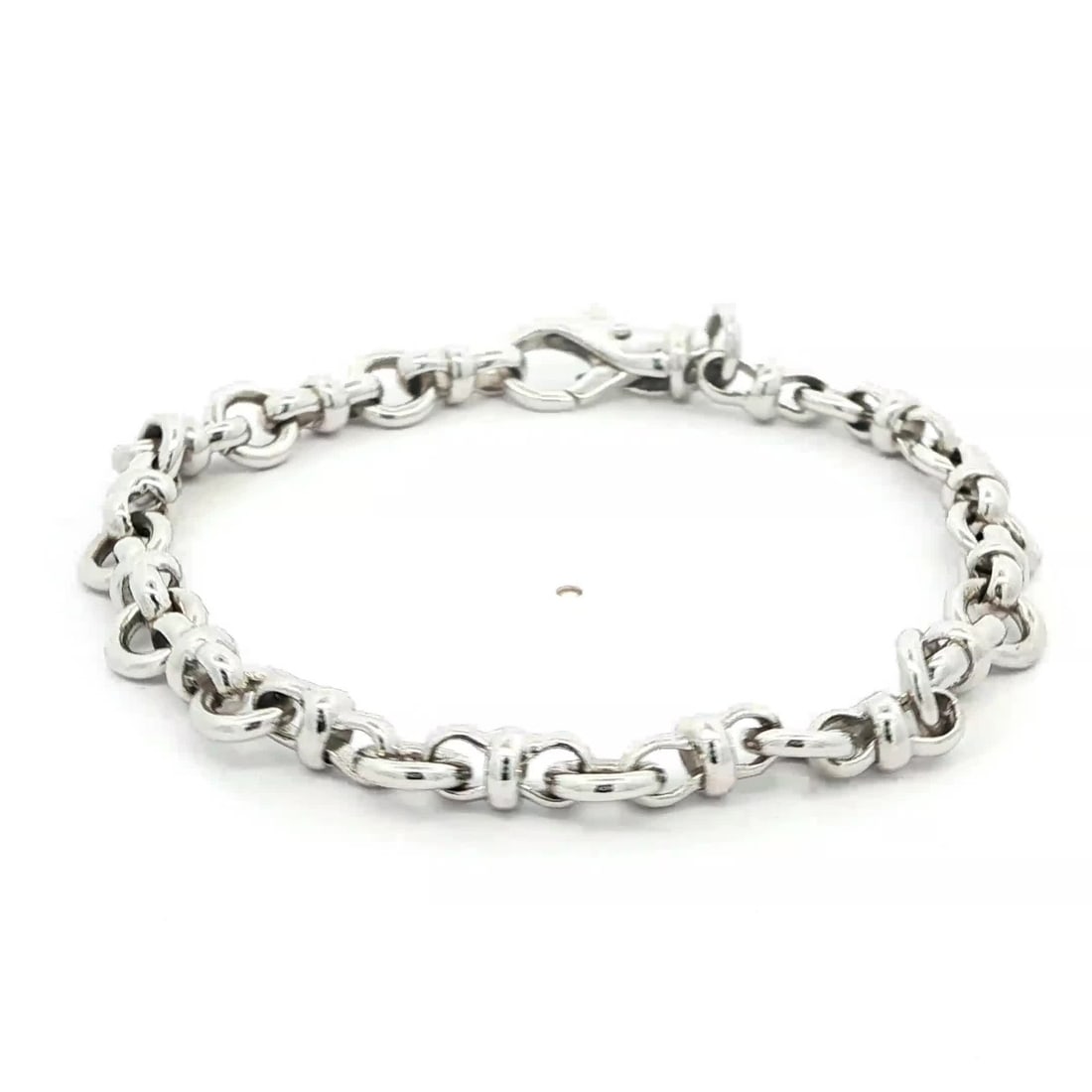 6.4mm Open Circle Link Solid 14k White Gold Stackable Bracelet 6.5 Inch - 2