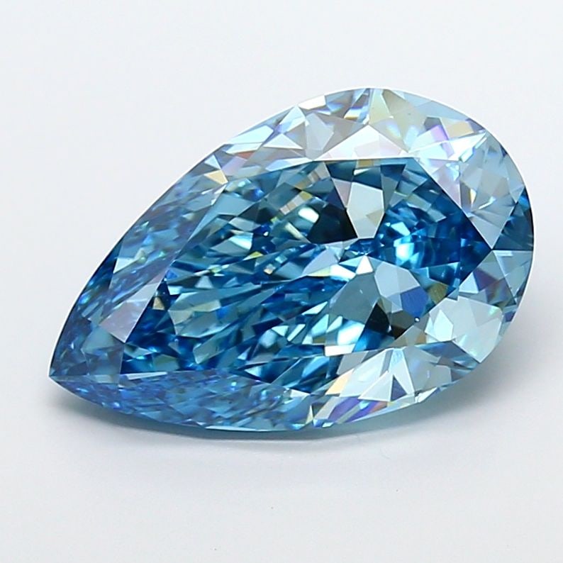 Loose Diamond - PEAR 10.04ct Fancy Vivid Blue VS1: Loose Diamond - PEAR 10.04ct Fancy Vivid Blue VS1 Source: This is a real non-mined Diamond that has been grown in a lab Shape: PEAR Carats: 10.04 Color: Fancy Vivid Blue Certification: IGI Video: