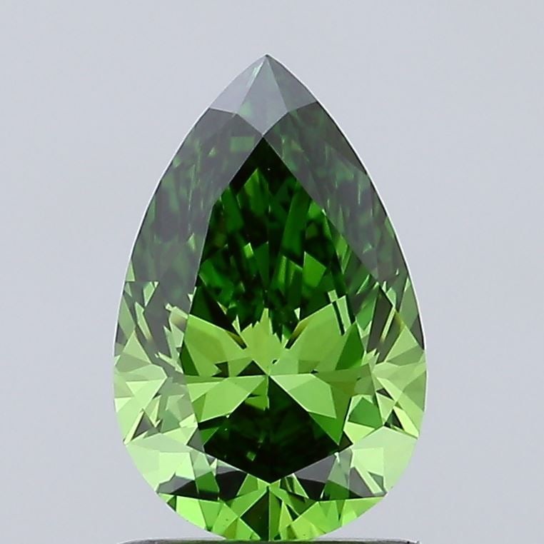 Loose Diamond - PEAR 1.02ct Fancy Vivid Green VS1: Loose Diamond - PEAR 1.02ct Fancy Vivid Green VS1 Source: This is a real non-mined Diamond that has been grown in a lab Shape: PEAR Carats: 1.02 Color: Fancy Vivid Green Certification: IGI Video: