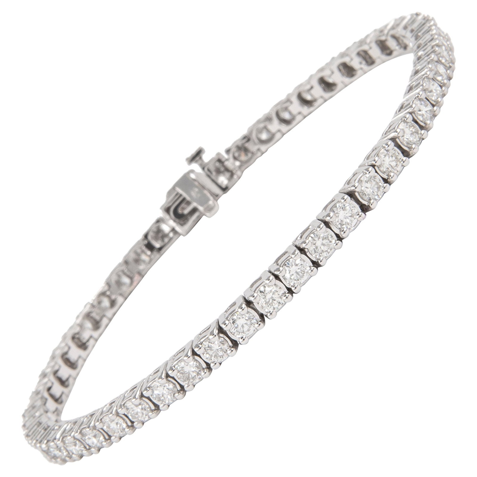 Diamond Tennis Bracelet 4.39 Carat 18k White Gold Modern Design (1 of 4)