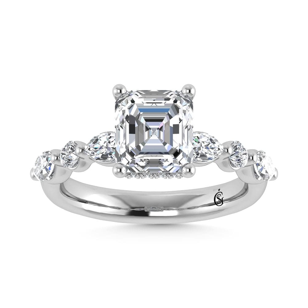 14K White Gold Lab Grown Diamond 3 5/8 Ct.Tw. Marquise and Round Shape Halo Engagement Ring (IGI (1 of 4)
