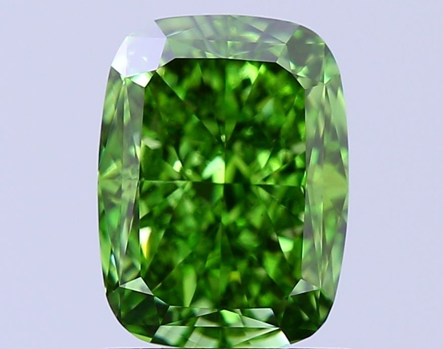Loose Diamond - CUSHION MODIFIED 1.66ct Fancy Vivid Green VS1: Loose Diamond - CUSHION MODIFIED 1.66ct Fancy Vivid Green VS1 Source: This is a real non-mined Diamond that has been grown in a lab Shape: CUSHION MODIFIED Carats: 1.66 Color: Fancy Vivid Green Certif