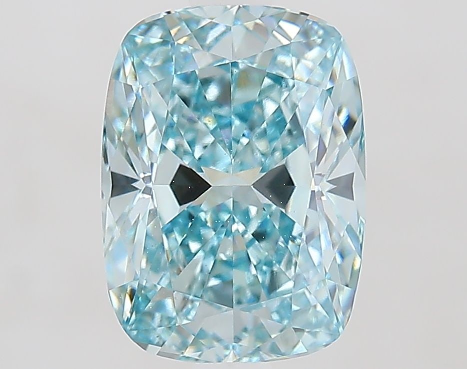 Loose Diamond - CUSHION MODIFIED 2.51ct Fancy Intense Green Blue VS1: Loose Diamond - CUSHION MODIFIED 2.51ct Fancy Intense Green Blue VS1 Source: This is a real non-mined Diamond that has been grown in a lab Shape: CUSHION MODIFIED Carats: 2.51 Color: Fancy Intense