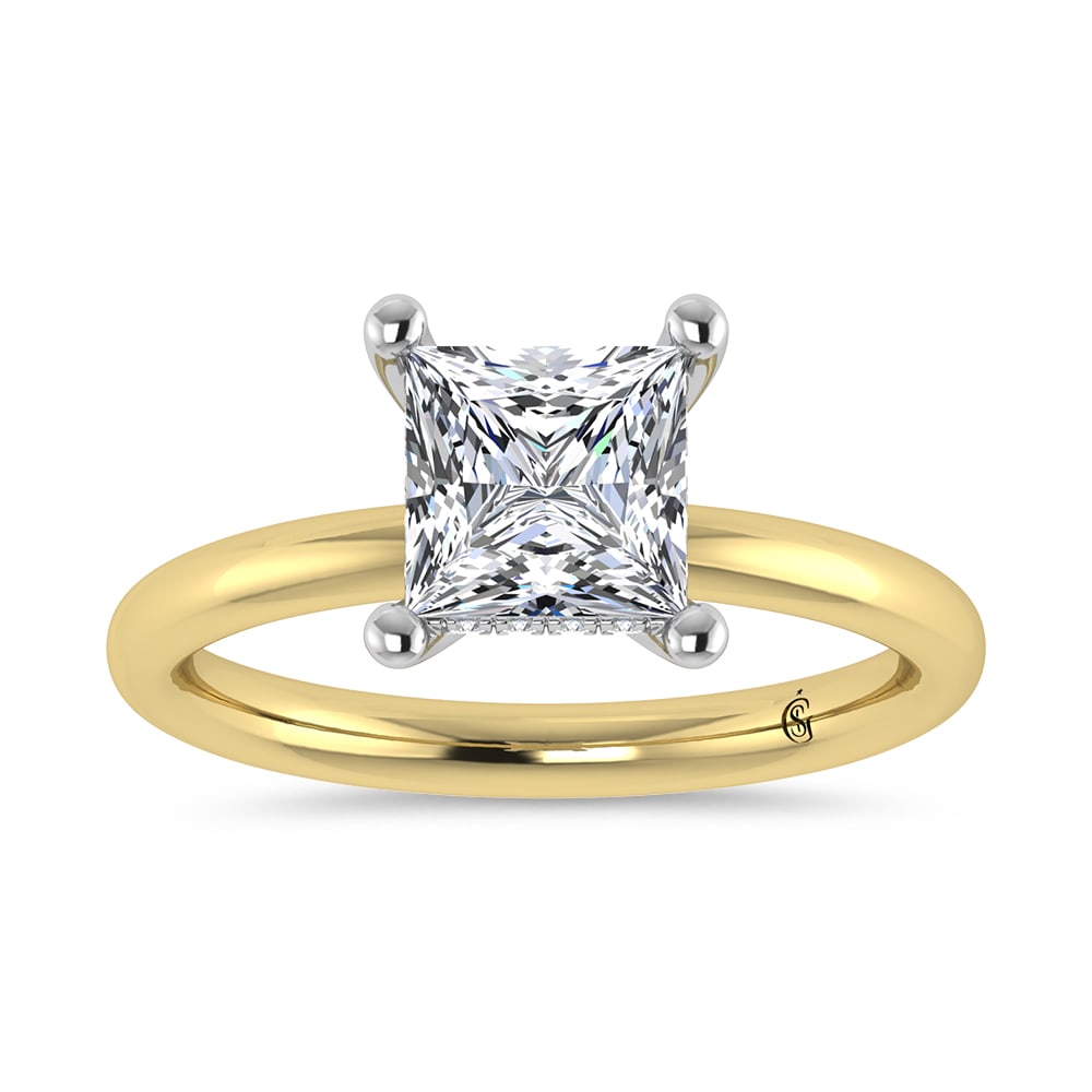 14K Yellow Gold Lab Grown Princess Shape Lab Grown Diamond 1 1/2 ct.tw. IGI Certified Solitaire: 14K Yellow Gold Lab Grown Princess Shape Lab Grown Diamond 1 1/2 ct.tw. IGI Certified Solitaire Engagement Ring (Center 1 1/2 ct) Discover subtle brilliance and modern elegance with our Hidden Halo