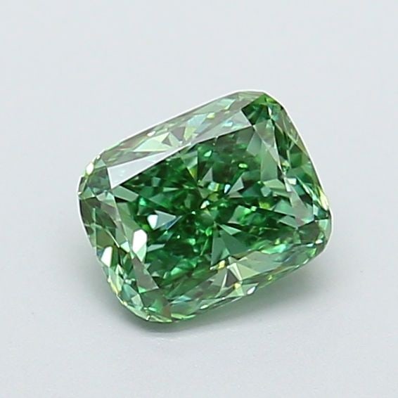 Loose Diamond - CUSHION MODIFIED 0.94ct Fancy Vivid Green VS1: Loose Diamond - CUSHION MODIFIED 0.94ct Fancy Vivid Green VS1 Source: This is a real non-mined Diamond that has been grown in a lab Shape: CUSHION MODIFIED Carats: 0.94 Color: Fancy Vivid Green Certif