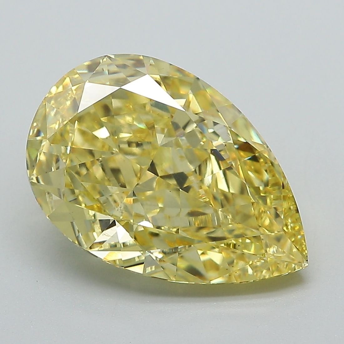 Loose Diamond - PEAR 5.32ct Fancy Intense Yellow VS2: Loose Diamond - PEAR 5.32ct Fancy Intense Yellow VS2 Source: This is a real non-mined Diamond that has been grown in a lab Shape: PEAR Carats: 5.32 Color: Fancy Intense Yellow Certification: IGI Video