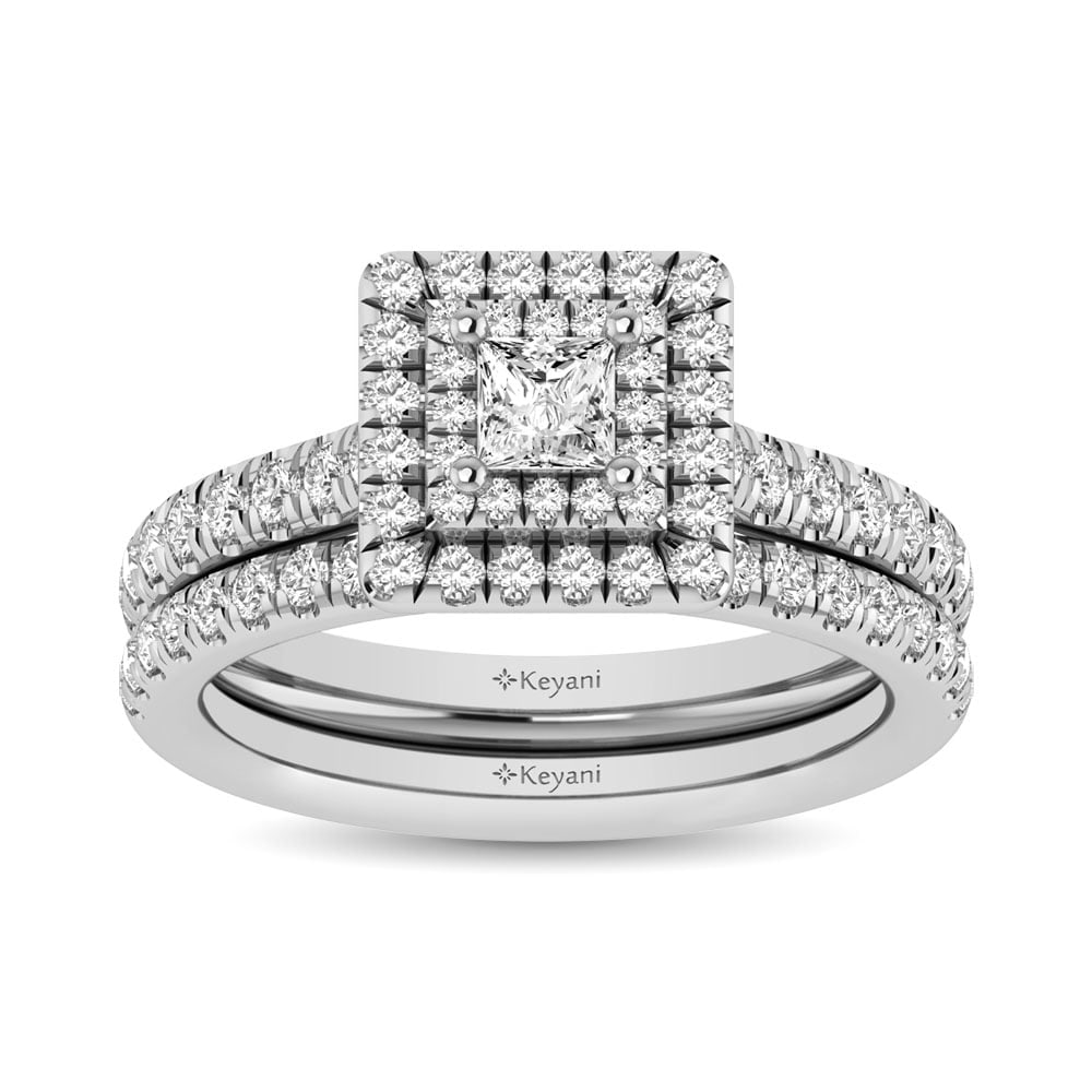 14KT White Gold 1Ct.Tw. Diamond keyani Bridal Ring: 14KT White Gold 1Ct.Tw. Diamond keyani Bridal Ring 14k White Gold Stone Color: Gh Stone Clarity: Si2 Each ring is presented in standard size 6.5. Complimentary resizing is available between sizes 510 