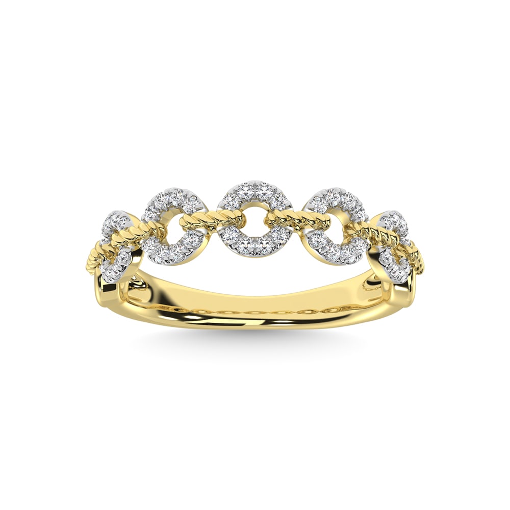 14K Yellow Gold Diamond 1/5 Ct.Tw. Stackable Ring: 14K Yellow Gold Diamond 1/5 Ct.Tw. Stackable Ring 14k Yellow Gold Stone Color: G-h Stone Clarity: I1 Each ring is presented in standard size 6.5. Complimentary resizing is available between sizes 510 