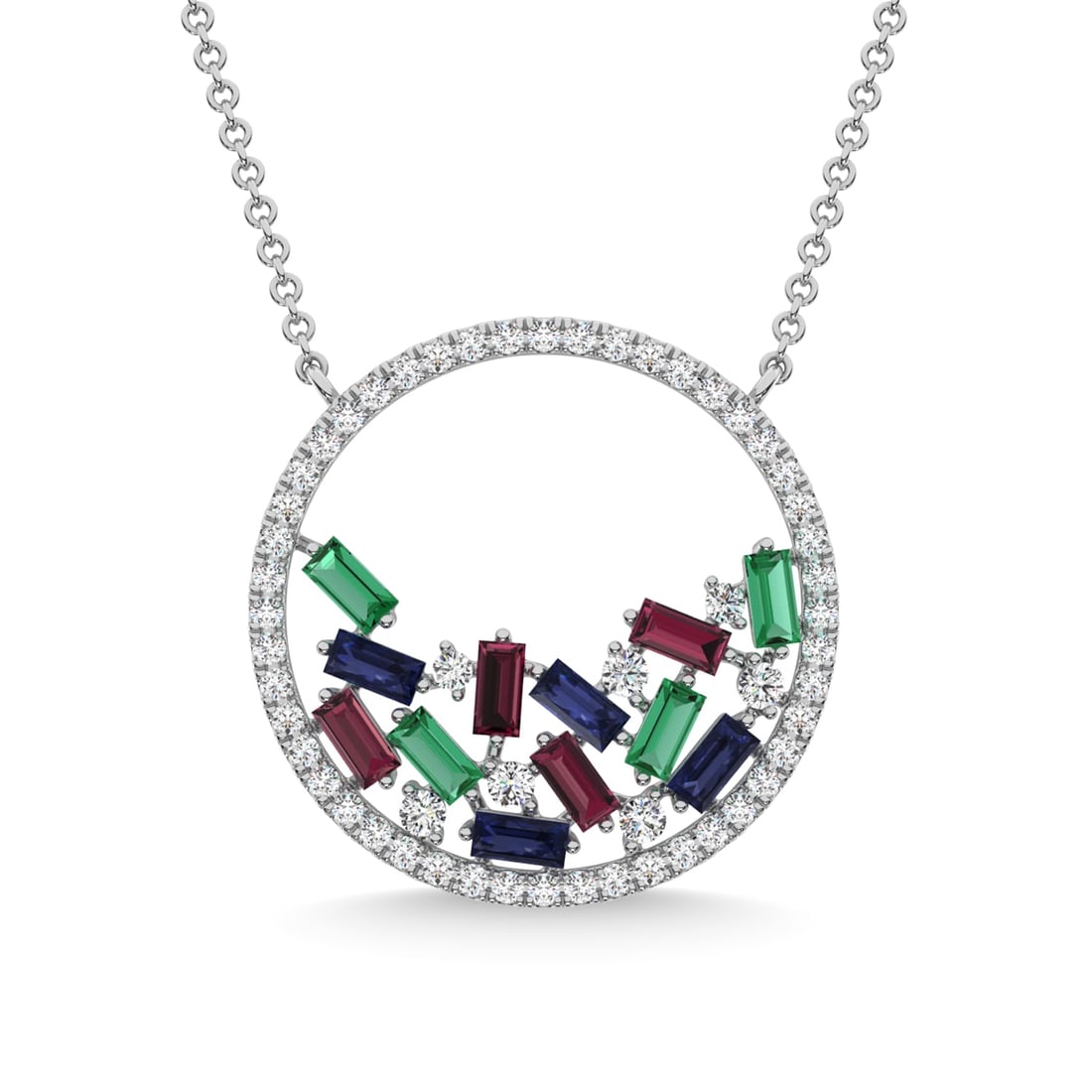 14K White Gold Diamond 1 1/2 Ct.Tw. Gemstone Pendant (1 of 3)