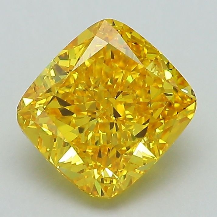 Loose Diamond - CUSHION MODIFIED 2.11ct Fancy Vivid Yellow VVS2: Loose Diamond - CUSHION MODIFIED 2.11ct Fancy Vivid Yellow VVS2 Source: This is a real non-mined Diamond that has been grown in a lab Shape: CUSHION MODIFIED Carats: 2.11 Color: Fancy Vivid Yellow Cer