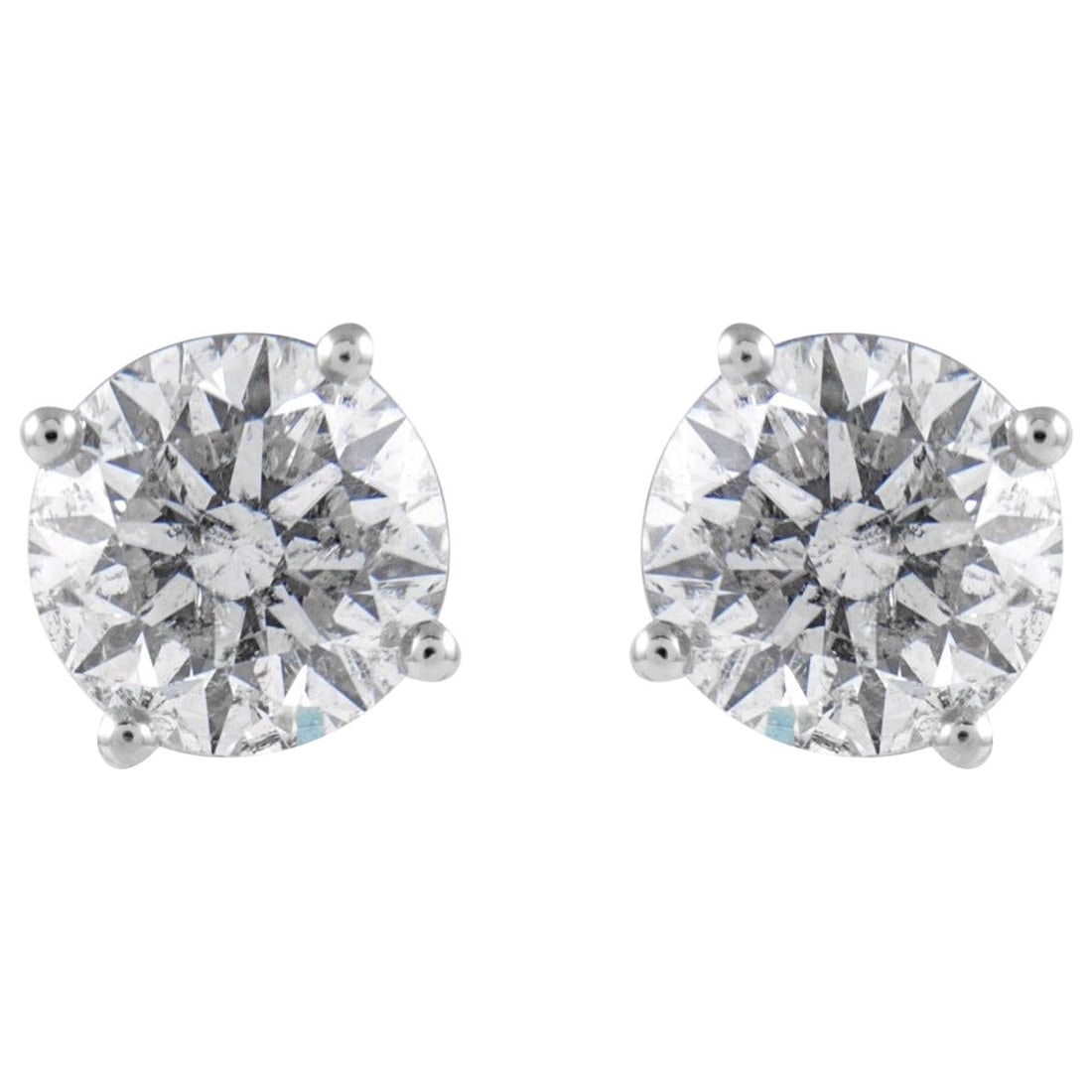 EGL Certified 2.01ct F Color Diamond Stud Earrings in 14k White Gold: EGL Certified 2.01ct F Color Diamond Stud Earrings in 14k White Gold Elevate your style with these stunning EGL Certified Diamond Stud Earrings. Featuring two exquisite round brilliant diamonds with