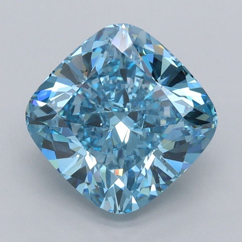 Loose Diamond - CUSHION MODIFIED 2.52ct Fancy Vivid Blue VVS1: Loose Diamond - CUSHION MODIFIED 2.52ct Fancy Vivid Blue VVS1 Source: This is a real non-mined Diamond that has been grown in a lab Shape: CUSHION MODIFIED Carats: 2.52 Color: Fancy Vivid Blue Certifi