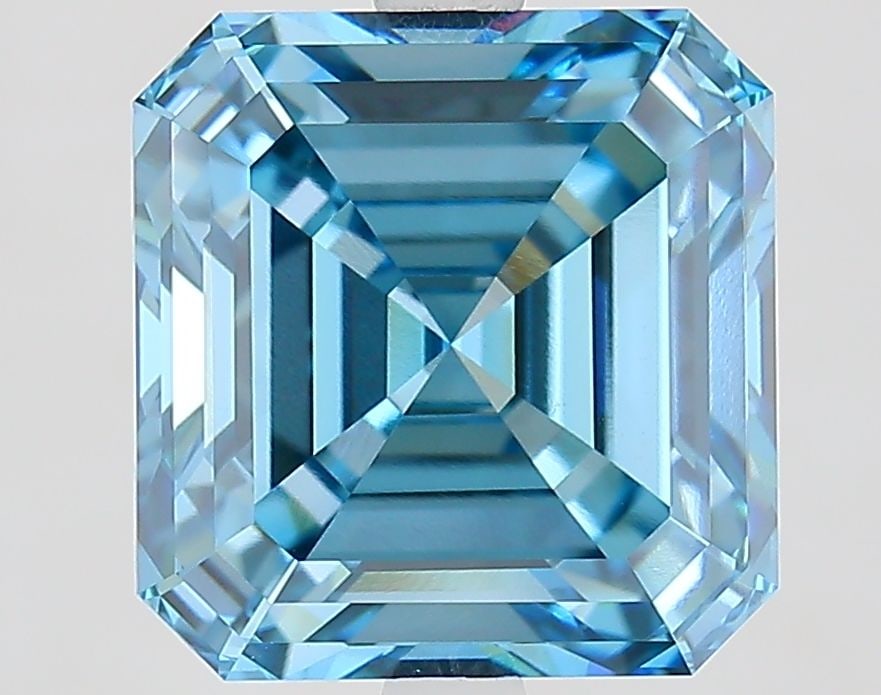 Loose Diamond - ASSCHER 5.39ct Fancy Vivid Blue VVS2: Loose Diamond - ASSCHER 5.39ct Fancy Vivid Blue VVS2 Source: This is a real non-mined Diamond that has been grown in a lab Shape: ASSCHER Carats: 5.39 Color: Fancy Vivid Blue Certification: IGI