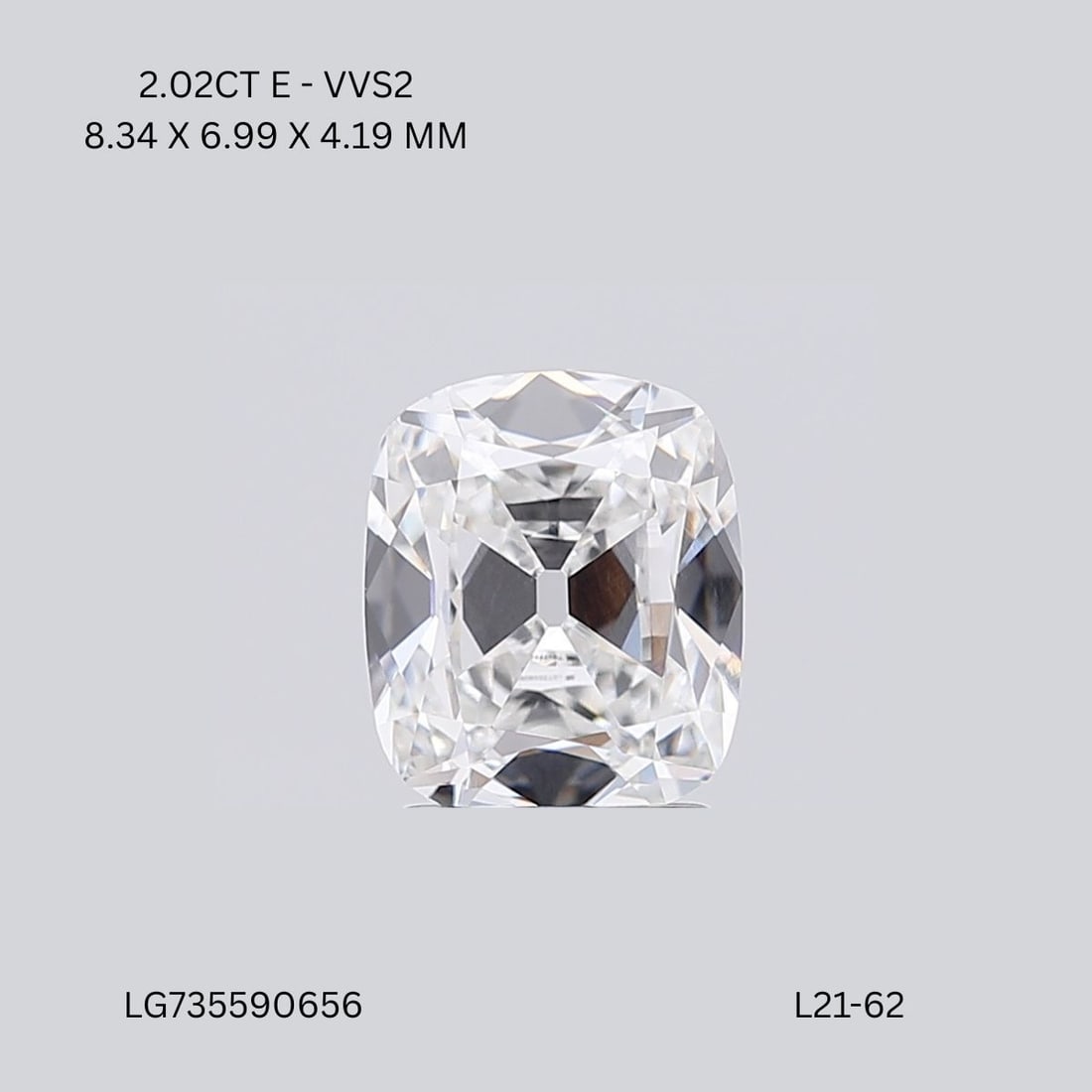 Loose Diamond - CUSHION BRILLIANT 2.02ct E VVS2 (1 of 1)