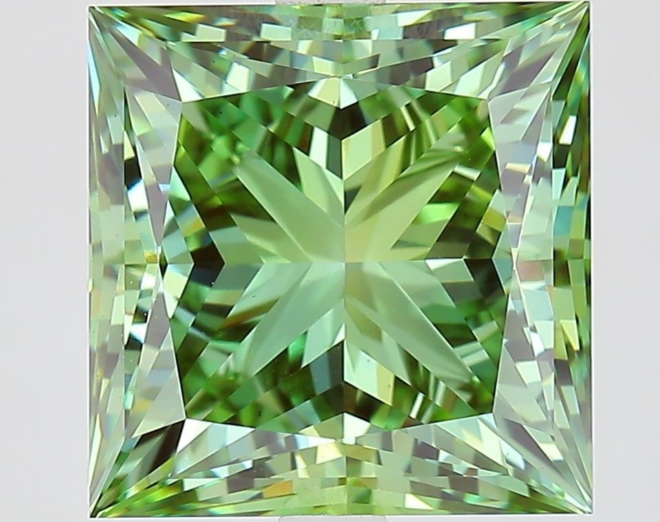 Loose Diamond - PRINCESS 5.41ct Fancy Vivid Green VS1: Loose Diamond - PRINCESS 5.41ct Fancy Vivid Green VS1 Source: This is a real non-mined Diamond that has been grown in a lab Shape: PRINCESS Carats: 5.41 Color: Fancy Vivid Green Certification: IGI