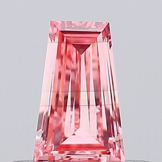 Loose Diamond - TAPERED BAGUETTE 0.26ct Fancy Vivid Pink VS2: Loose Diamond - TAPERED BAGUETTE 0.26ct Fancy Vivid Pink VS2 Source: This is a real non-mined Diamond that has been grown in a lab Shape: TAPERED BAGUETTE Carats: 0.26 Color: Fancy Vivid Pink Certific