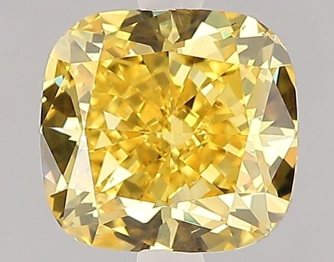 Loose Diamond - CUSHION BRILLIANT 1.51ct Fancy Vivid Yellow VS1: Loose Diamond - CUSHION BRILLIANT 1.51ct Fancy Vivid Yellow VS1 Source: This is a real non-mined Diamond that has been grown in a lab Shape: CUSHION BRILLIANT Carats: 1.51 Color: Fancy Vivid Yellow