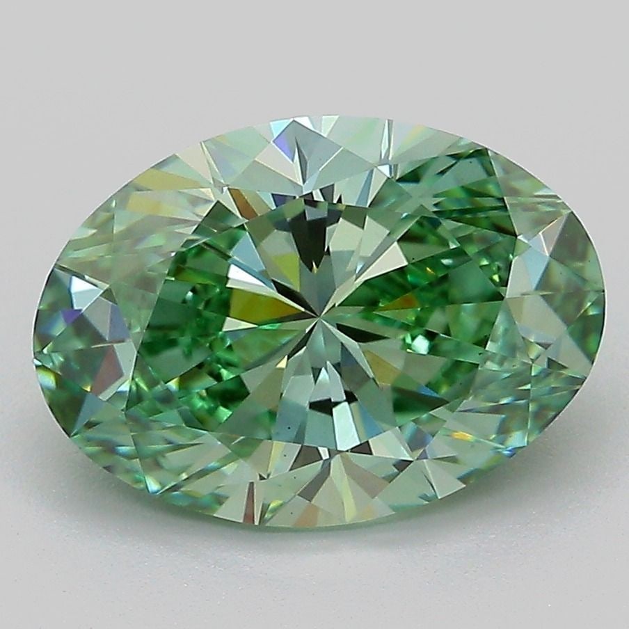 Loose Diamond - OVAL 3.25ct Fancy Vivid Green VS1: Loose Diamond - OVAL 3.25ct Fancy Vivid Green VS1 Source: This is a real non-mined Diamond that has been grown in a lab Shape: OVAL Carats: 3.25 Color: Fancy Vivid Green Certification: IGI Video: