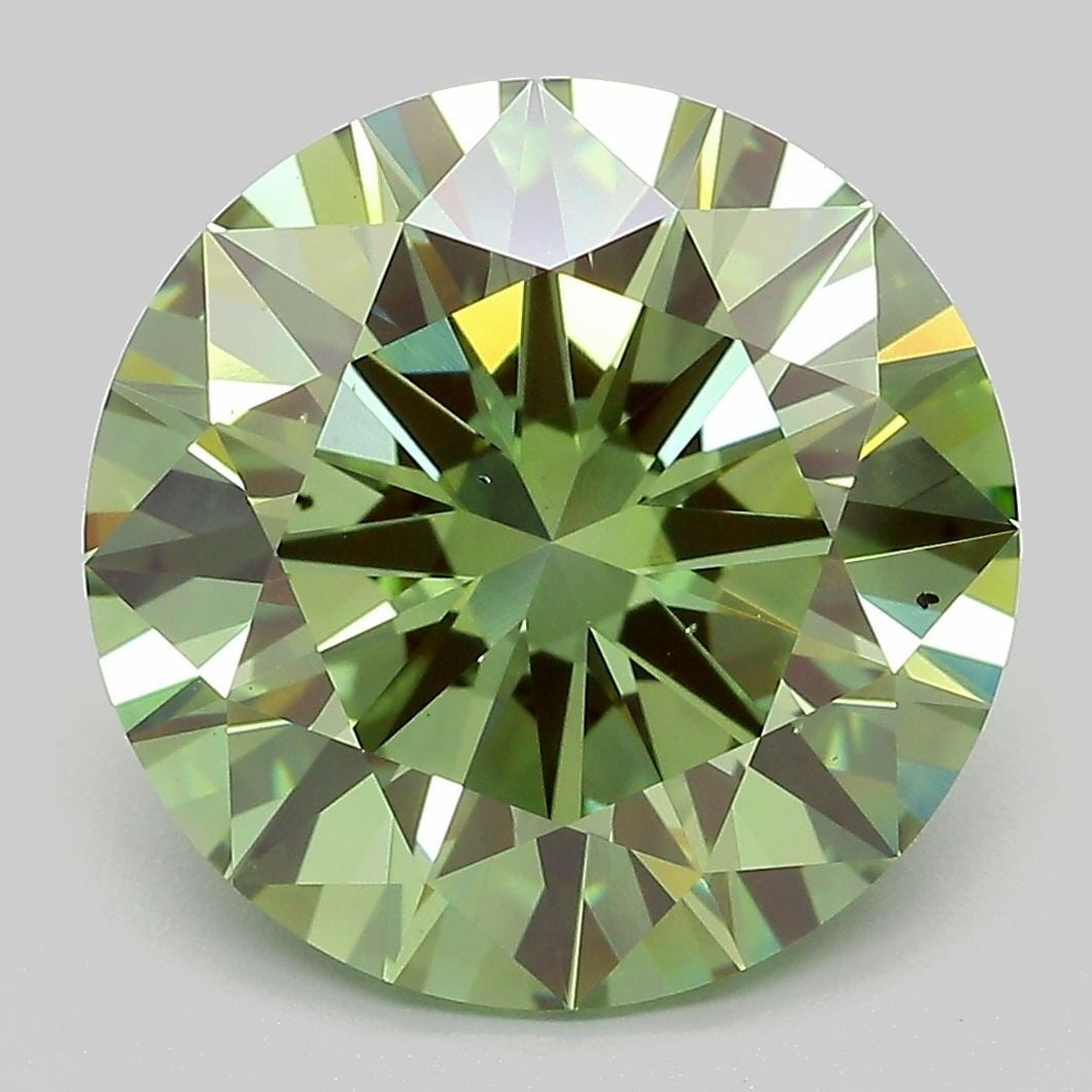 Loose Diamond - ROUND 7.51ct Fancy Vivid Green VS2: Loose Diamond - ROUND 7.51ct Fancy Vivid Green VS2 Source: This is a real non-mined Diamond that has been grown in a lab Shape: ROUND Carats: 7.51 Color: Fancy Vivid Green Certification: IGI Video: