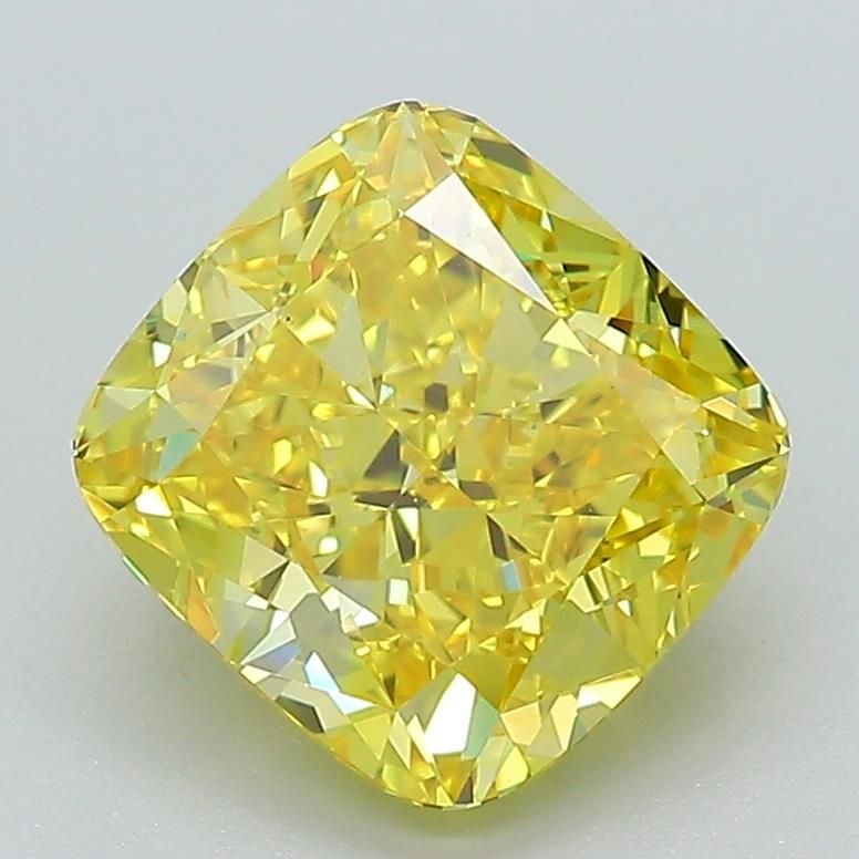 Loose Diamond - CUSHION BRILLIANT 2.63ct Fancy Vivid Yellow VS1: Loose Diamond - CUSHION BRILLIANT 2.63ct Fancy Vivid Yellow VS1 Source: This is a real non-mined Diamond that has been grown in a lab Shape: CUSHION BRILLIANT Carats: 2.63 Color: Fancy Vivid Yellow
