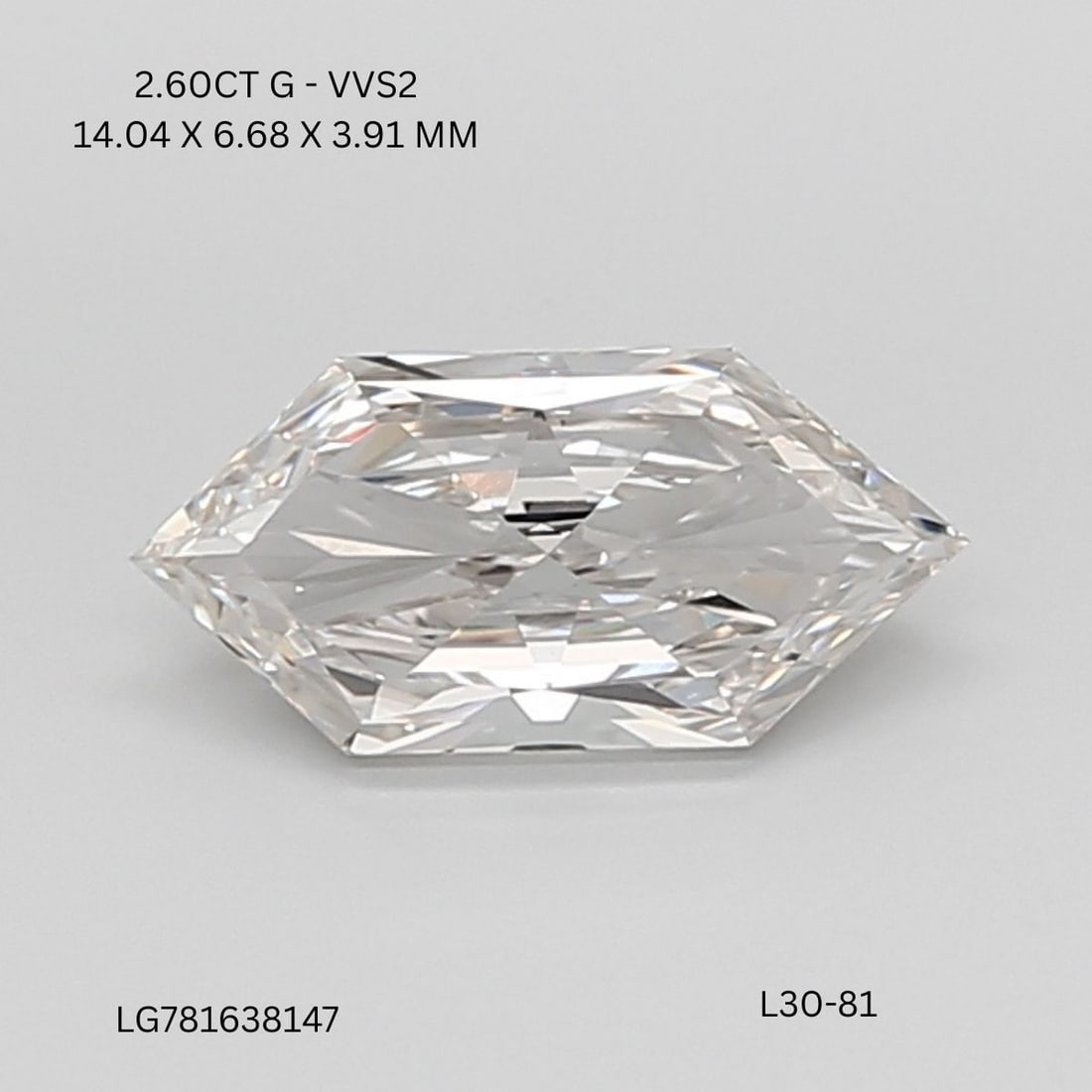 Loose Diamond - HEXAGONAL 2.6ct G VVS2 (1 of 1)