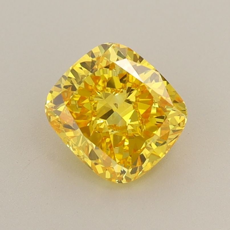 Loose Diamond - CUSHION BRILLIANT 0.94ct Fancy Vivid Yellow SI1: Loose Diamond - CUSHION BRILLIANT 0.94ct Fancy Vivid Yellow SI1 Source: This is a real non-mined Diamond that has been grown in a lab Shape: CUSHION BRILLIANT Carats: 0.94 Color: Fancy Vivid Yellow