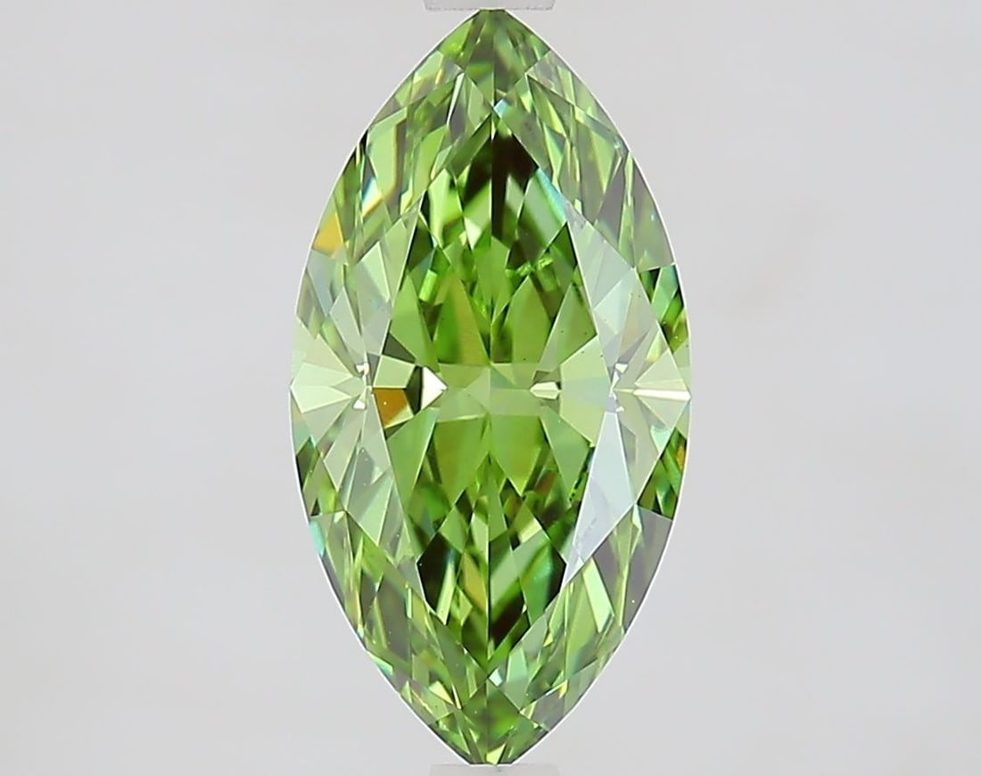 Loose Diamond - MARQUISE 2.06ct Fancy Vivid Green VS1: Loose Diamond - MARQUISE 2.06ct Fancy Vivid Green VS1 Source: This is a real non-mined Diamond that has been grown in a lab Shape: MARQUISE Carats: 2.06 Color: Fancy Vivid Green Certification: IGI Vid