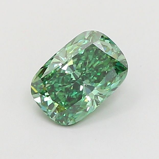 Loose Diamond - CUSHION BRILLIANT 1.36ct Fancy Vivid Green VS1: Loose Diamond - CUSHION BRILLIANT 1.36ct Fancy Vivid Green VS1 Source: This is a real non-mined Diamond that has been grown in a lab Shape: CUSHION BRILLIANT Carats: 1.36 Color: Fancy Vivid Green Cert