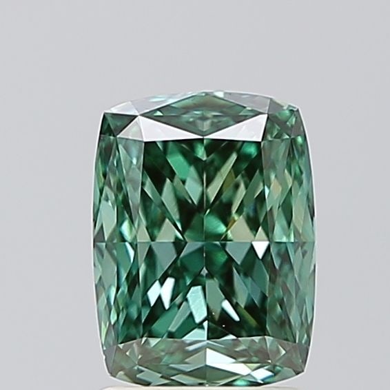 Loose Diamond - CUSHION BRILLIANT 1.53ct Fancy Vivid Green VS1: Loose Diamond - CUSHION BRILLIANT 1.53ct Fancy Vivid Green VS1 Source: This is a real non-mined Diamond that has been grown in a lab Shape: CUSHION BRILLIANT Carats: 1.53 Color: Fancy Vivid Green Cert