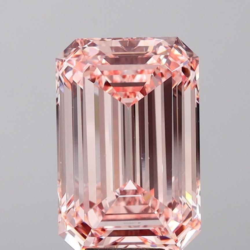 Loose Diamond - EMERALD 9.7ct Fancy Intense Pink VS2: Loose Diamond - EMERALD 9.7ct Fancy Intense Pink VS2 Source: This is a real non-mined Diamond that has been grown in a lab Shape: EMERALD Carats: 9.7 Color: Fancy Intense Pink Certification: IGI Video