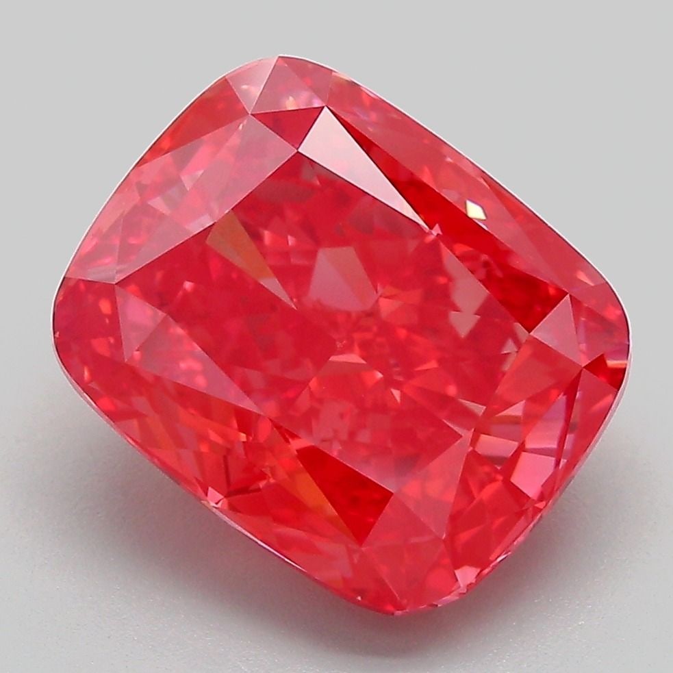 Loose Diamond - CUSHION MODIFIED 5.51ct Fancy Vivid Red VVS2: Loose Diamond - CUSHION MODIFIED 5.51ct Fancy Vivid Red VVS2 Source: This is a real non-mined Diamond that has been grown in a lab Shape: CUSHION MODIFIED Carats: 5.51 Color: Fancy Vivid Red Certifica