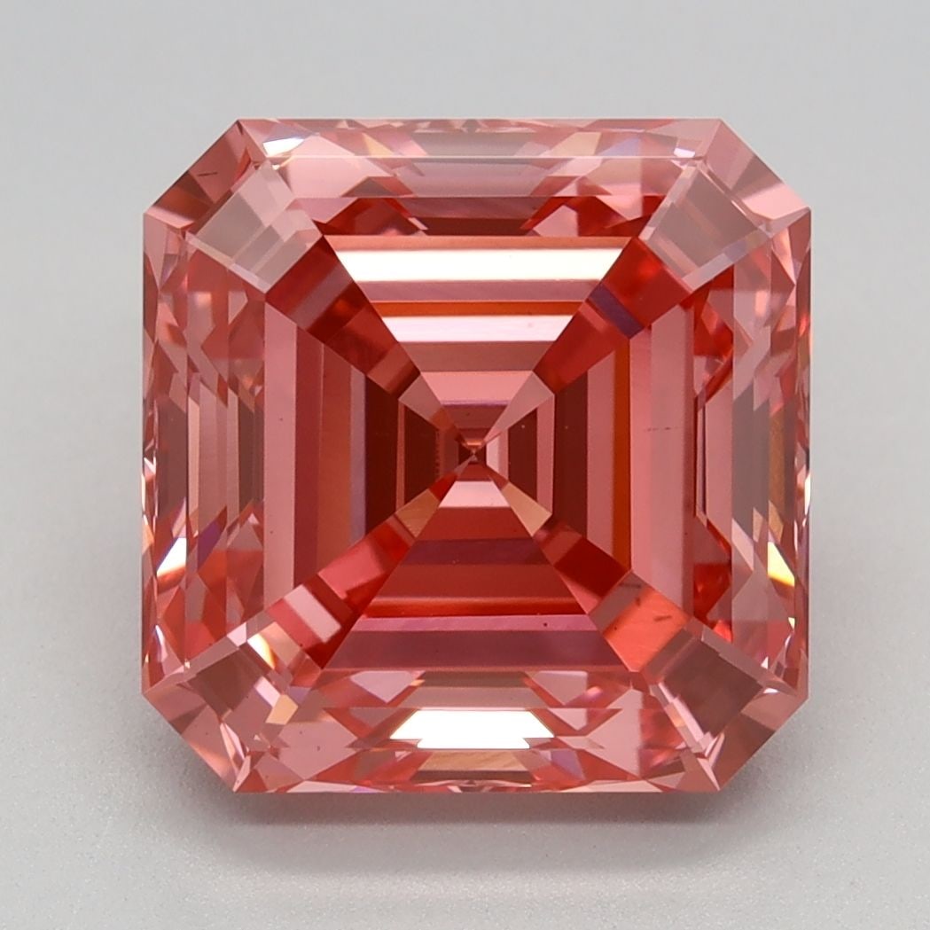 Loose Diamond - SQUARE EMERALD 4.09ct Fancy Vivid Pink VS1 (1 of 1)