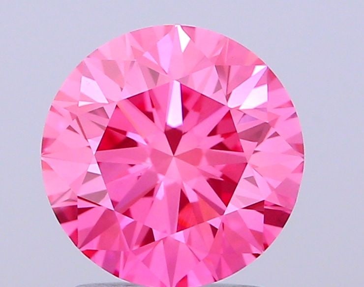 Loose Diamond - ROUND 2.5ct Fancy Vivid Pink VS1: Loose Diamond - ROUND 2.5ct Fancy Vivid Pink VS1 Source: This is a real non-mined Diamond that has been grown in a lab Shape: ROUND Carats: 2.5 Color: Fancy Vivid Pink Certification: IGI Video: