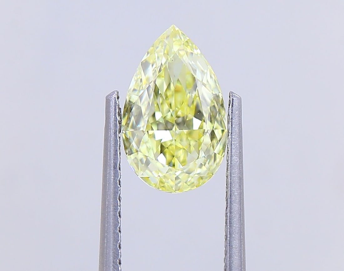 Loose Diamond - PEAR 1.05ct Fancy Yellow VS1: Loose Diamond - PEAR 1.05ct Fancy Yellow VS1 Source: This is a real non-mined Diamond that has been grown in a lab Shape: PEAR Carats: 1.05 Color: Fancy Yellow Certification: IGI Video: