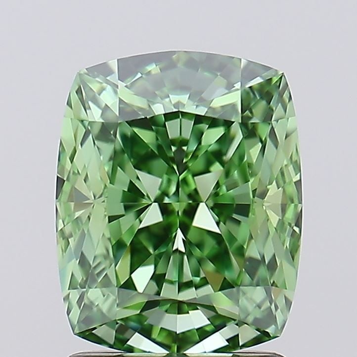 Loose Diamond - CUSHION MODIFIED 2.07ct Fancy Vivid Green VVS1: Loose Diamond - CUSHION MODIFIED 2.07ct Fancy Vivid Green VVS1 Source: This is a real non-mined Diamond that has been grown in a lab Shape: CUSHION MODIFIED Carats: 2.07 Color: Fancy Vivid Green Certi