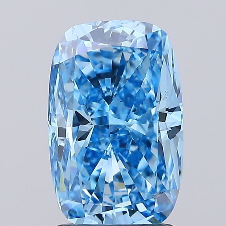 Loose Diamond - CUSHION MODIFIED 2.01ct Fancy Vivid Blue VS2: Loose Diamond - CUSHION MODIFIED 2.01ct Fancy Vivid Blue VS2 Source: This is a real non-mined Diamond that has been grown in a lab Shape: CUSHION MODIFIED Carats: 2.01 Color: Fancy Vivid Blue Certific