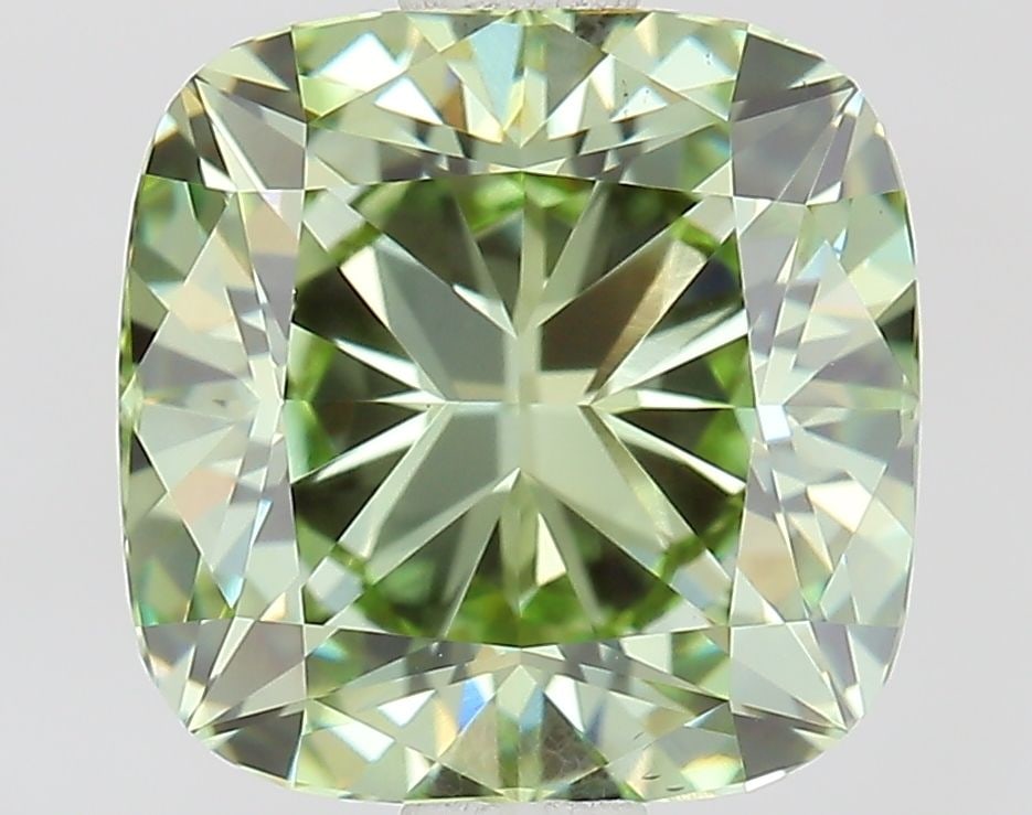 Loose Diamond - CUSHION MODIFIED 1.96ct Fancy Vivid Green VS1: Loose Diamond - CUSHION MODIFIED 1.96ct Fancy Vivid Green VS1 Source: This is a real non-mined Diamond that has been grown in a lab Shape: CUSHION MODIFIED Carats: 1.96 Color: Fancy Vivid Green Certif