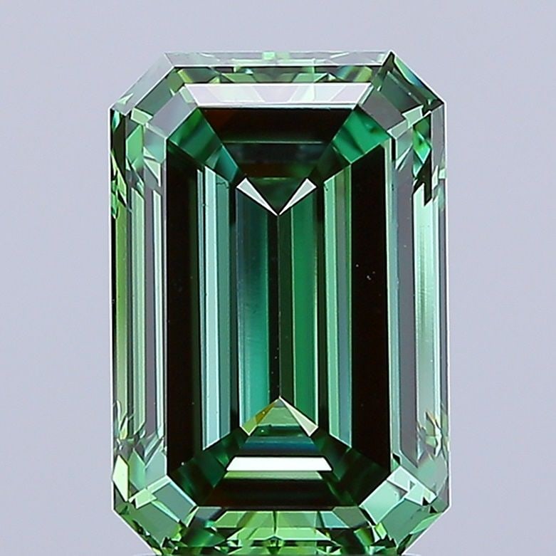 Loose Diamond - EMERALD 3.01ct Fancy Vivid Green VS1: Loose Diamond - EMERALD 3.01ct Fancy Vivid Green VS1 Source: This is a real non-mined Diamond that has been grown in a lab Shape: EMERALD Carats: 3.01 Color: Fancy Vivid Green Certification: IGI Video