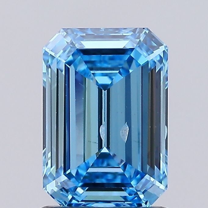 Loose Diamond - EMERALD 1.3ct Fancy Vivid Blue SI2: Loose Diamond - EMERALD 1.3ct Fancy Vivid Blue SI2 Source: This is a real non-mined Diamond that has been grown in a lab Shape: EMERALD Carats: 1.3 Color: Fancy Vivid Blue Certification: IGI Video: