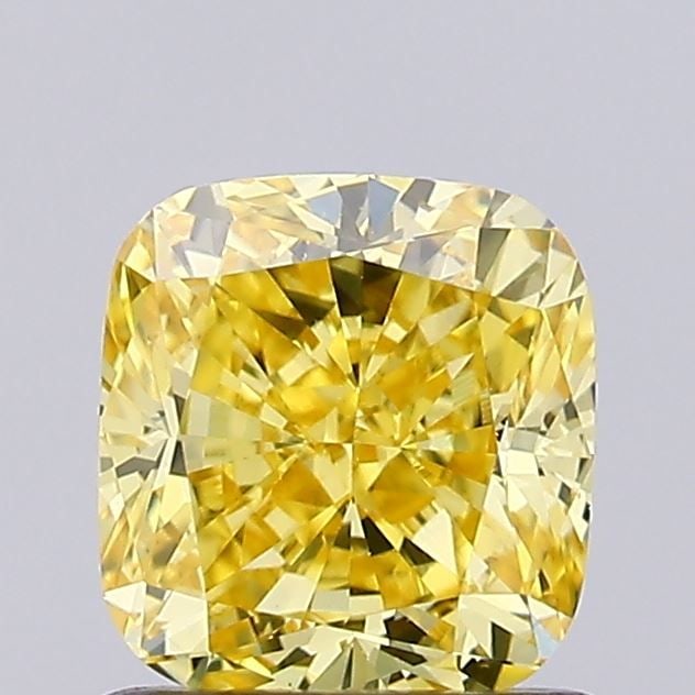 Loose Diamond - CUSHION MODIFIED 0.96ct Fancy Vivid Yellow VS1: Loose Diamond - CUSHION MODIFIED 0.96ct Fancy Vivid Yellow VS1 Source: This is a real non-mined Diamond that has been grown in a lab Shape: CUSHION MODIFIED Carats: 0.96 Color: Fancy Vivid Yellow Cert